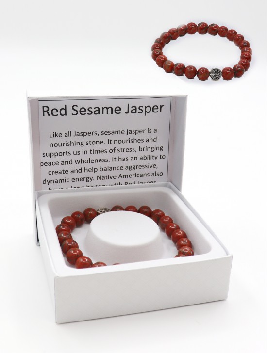 Red Jasper Bead Bracelets with Gift Box 
